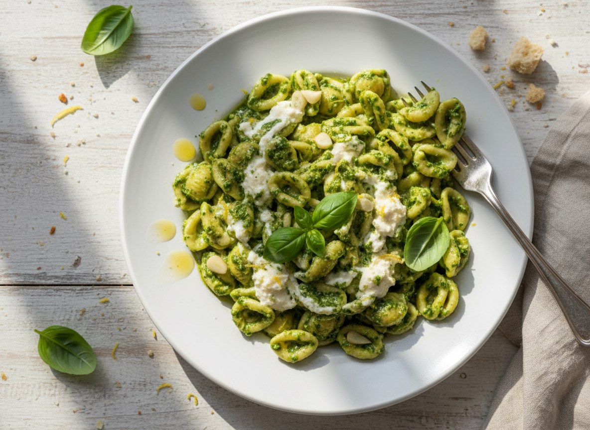Makaron z sosem bazyliowym