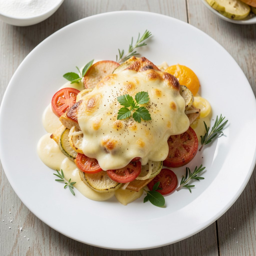 Warzywa zapiekane pod sosem beszamelowym