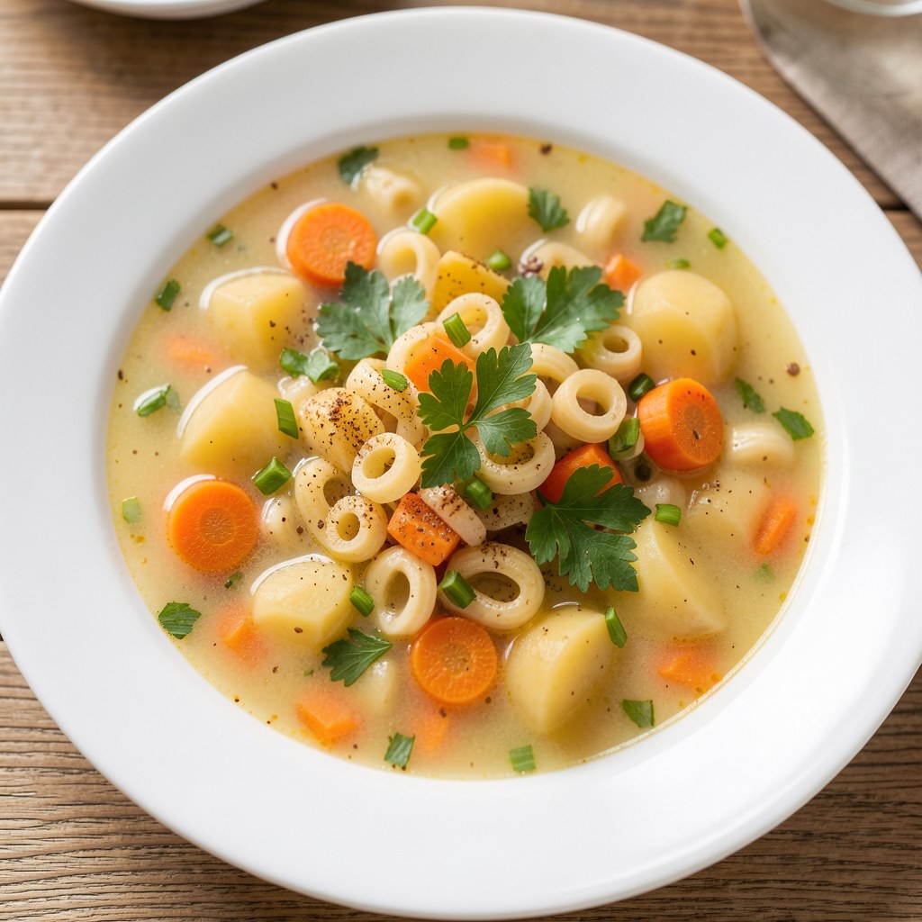 Zupa ziemniaczano-koperkowa ze smażoną cebulką