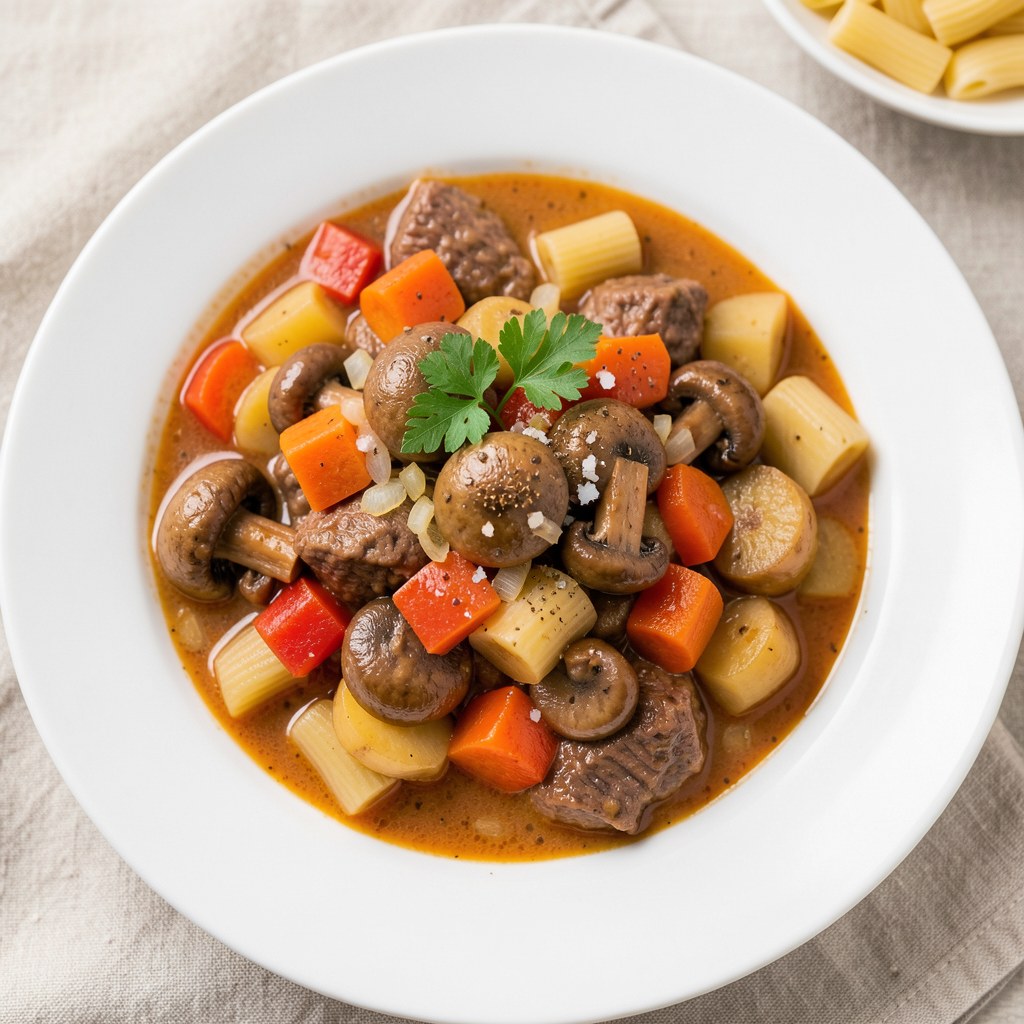 Gulasz z papryką i pieczarkami