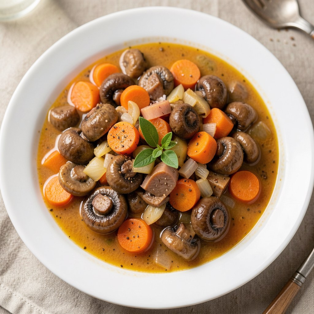 Gulasz z pieczarkami.