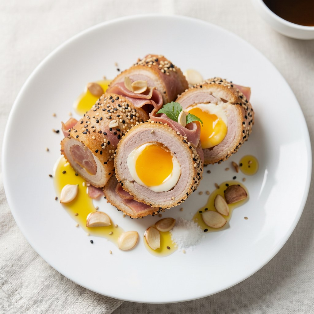 Schab z szynką i serem (w sezamie:)