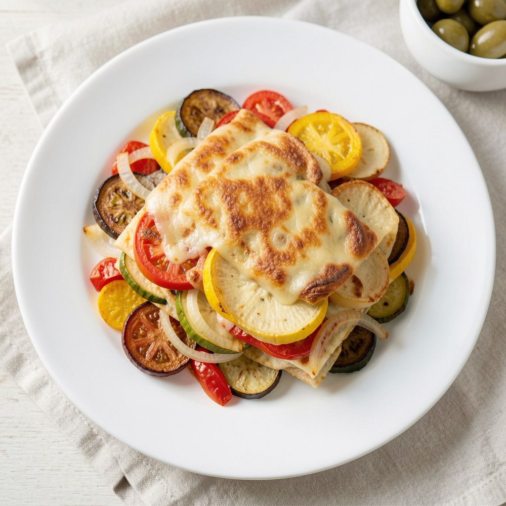 Zapiekanka z kabaczka, bakłażana i pomidorów