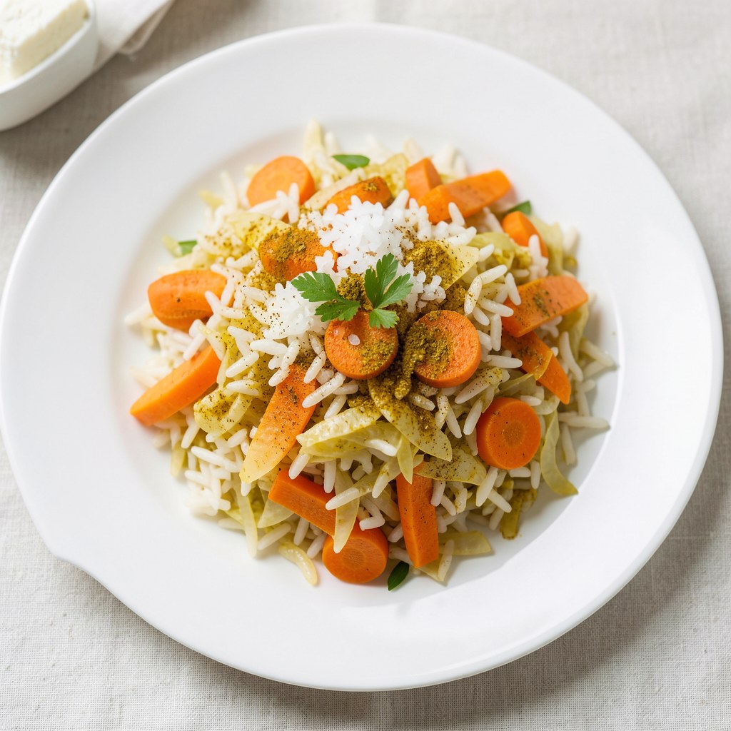 Ryż z młodą kapustką i marchewką