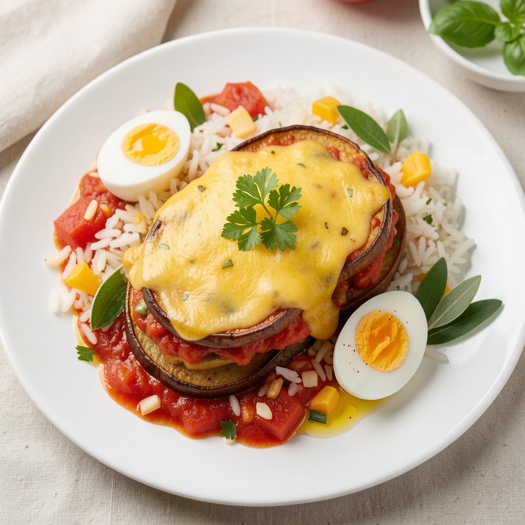 Bakłażany z jajkami sadzonymi