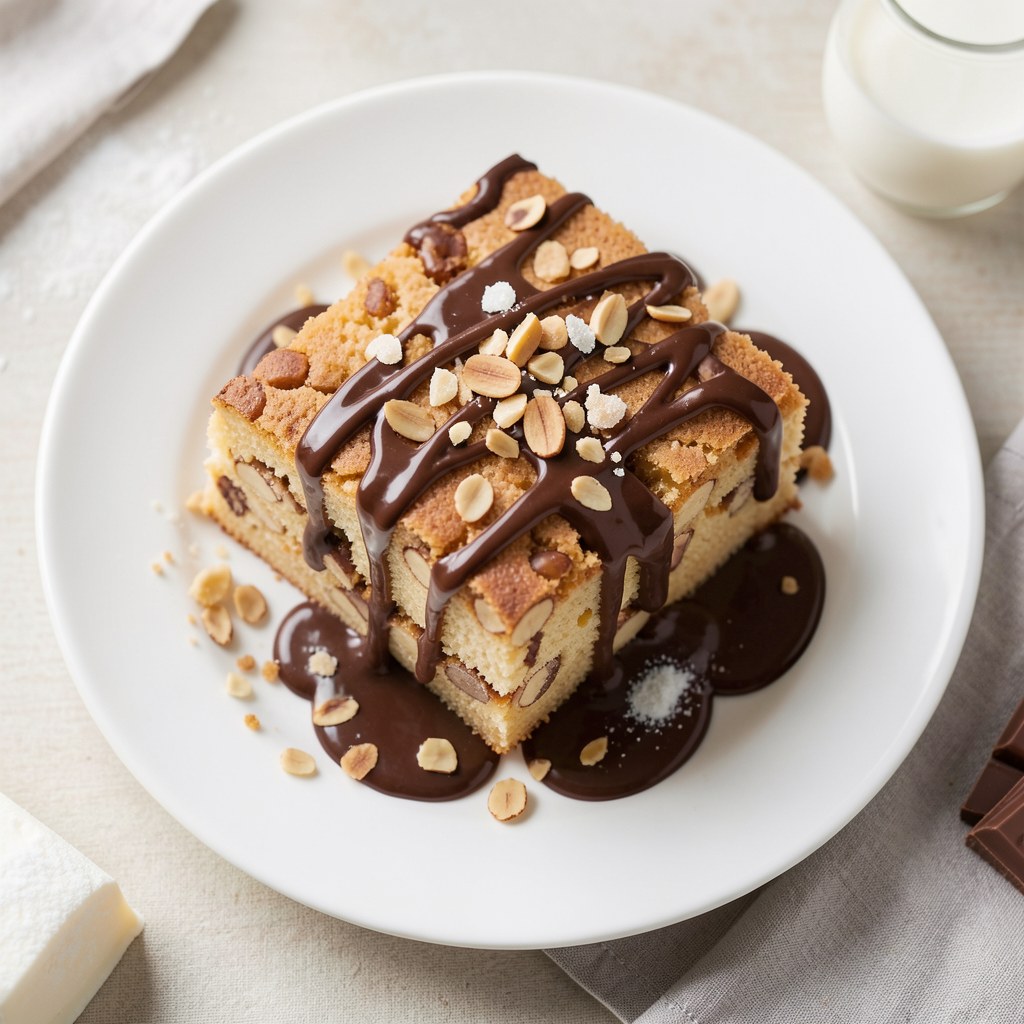 Ciasto z orzechami i miodem z budyniem i polewą czekoladową