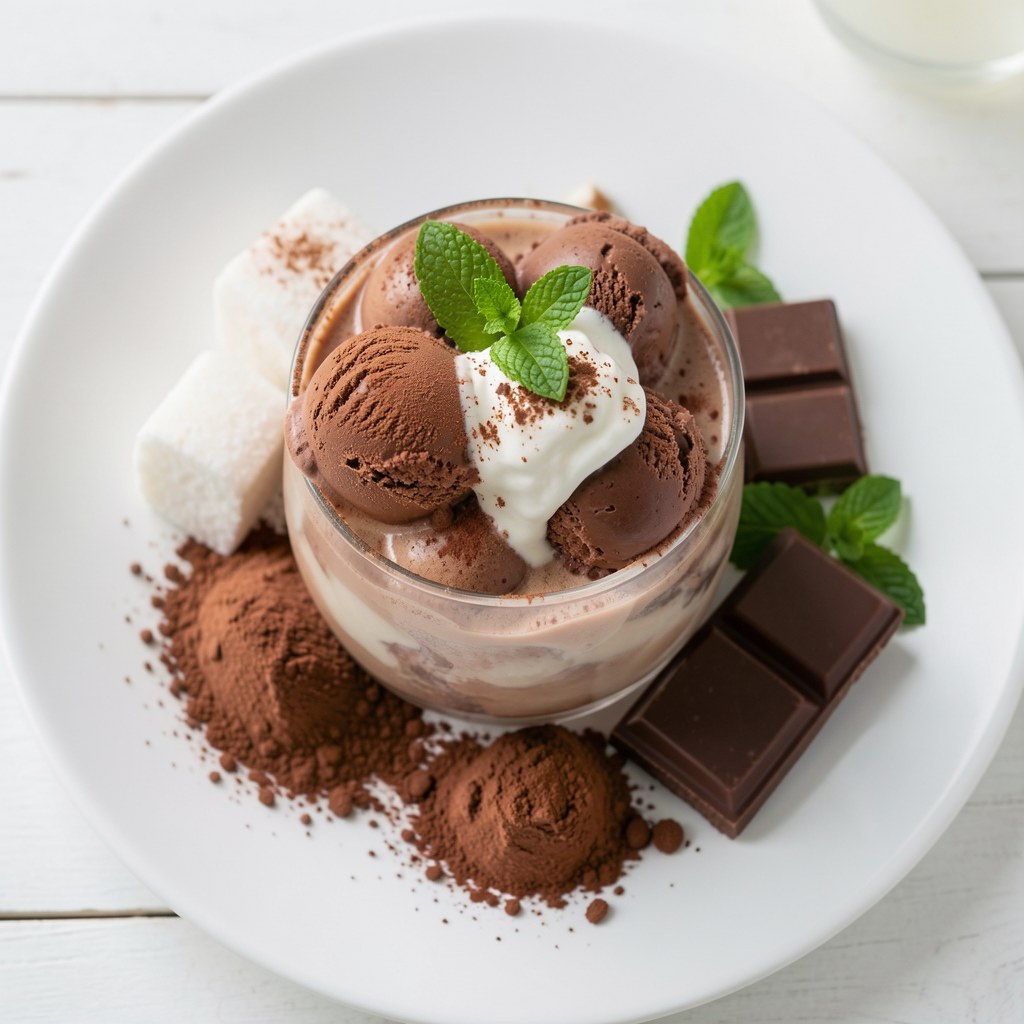 Kawa mrożona z lodami i syropem miętowym