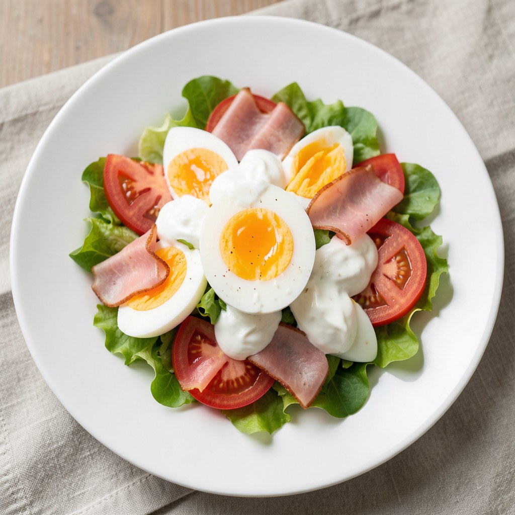 Sałatka z jajek i szynki