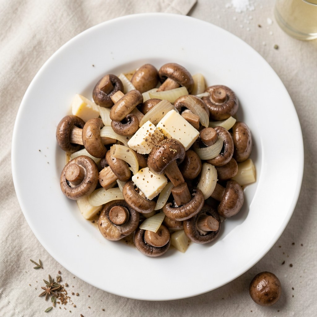 Pieczarki duszone z cebulą