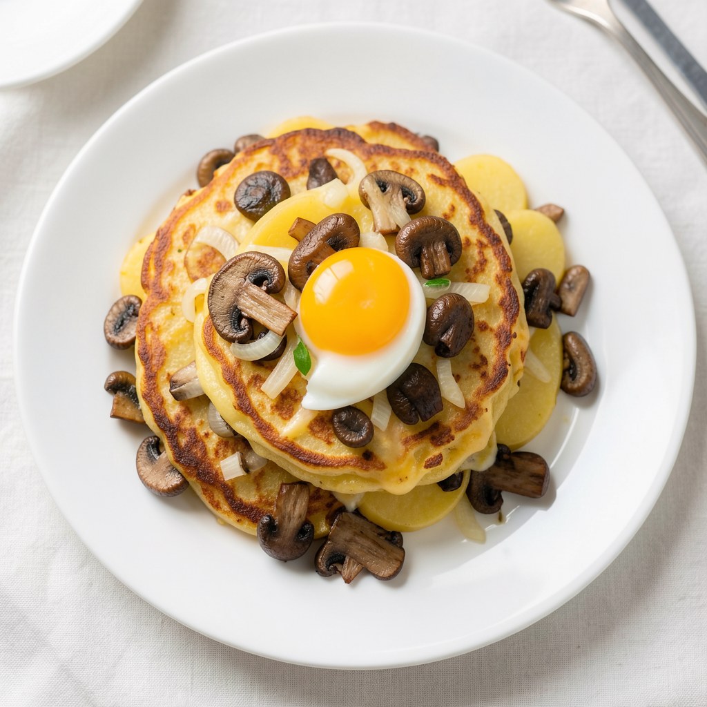 Placki ziemniaczane z serem i pieczarkami