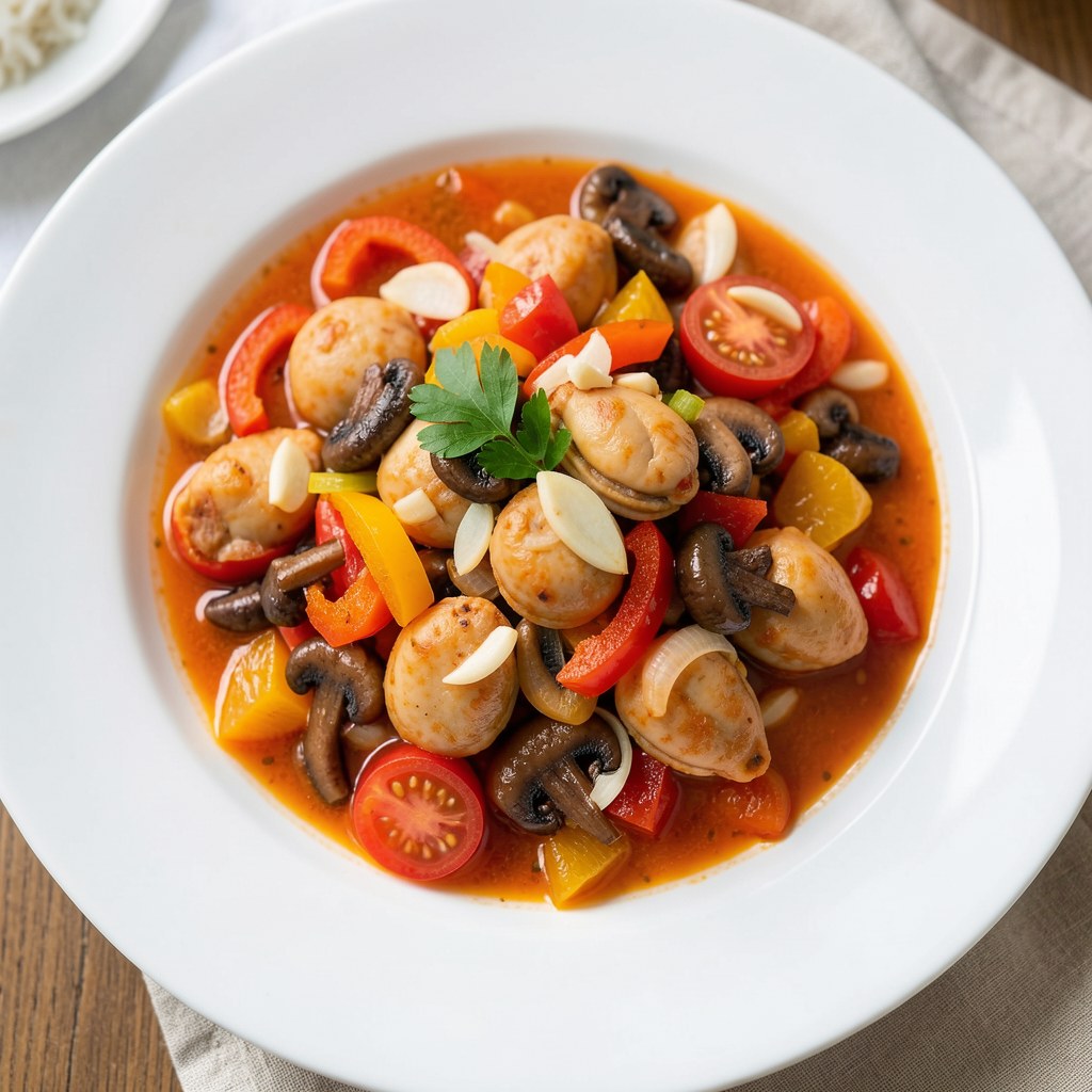 Małże w kolorowym sosie