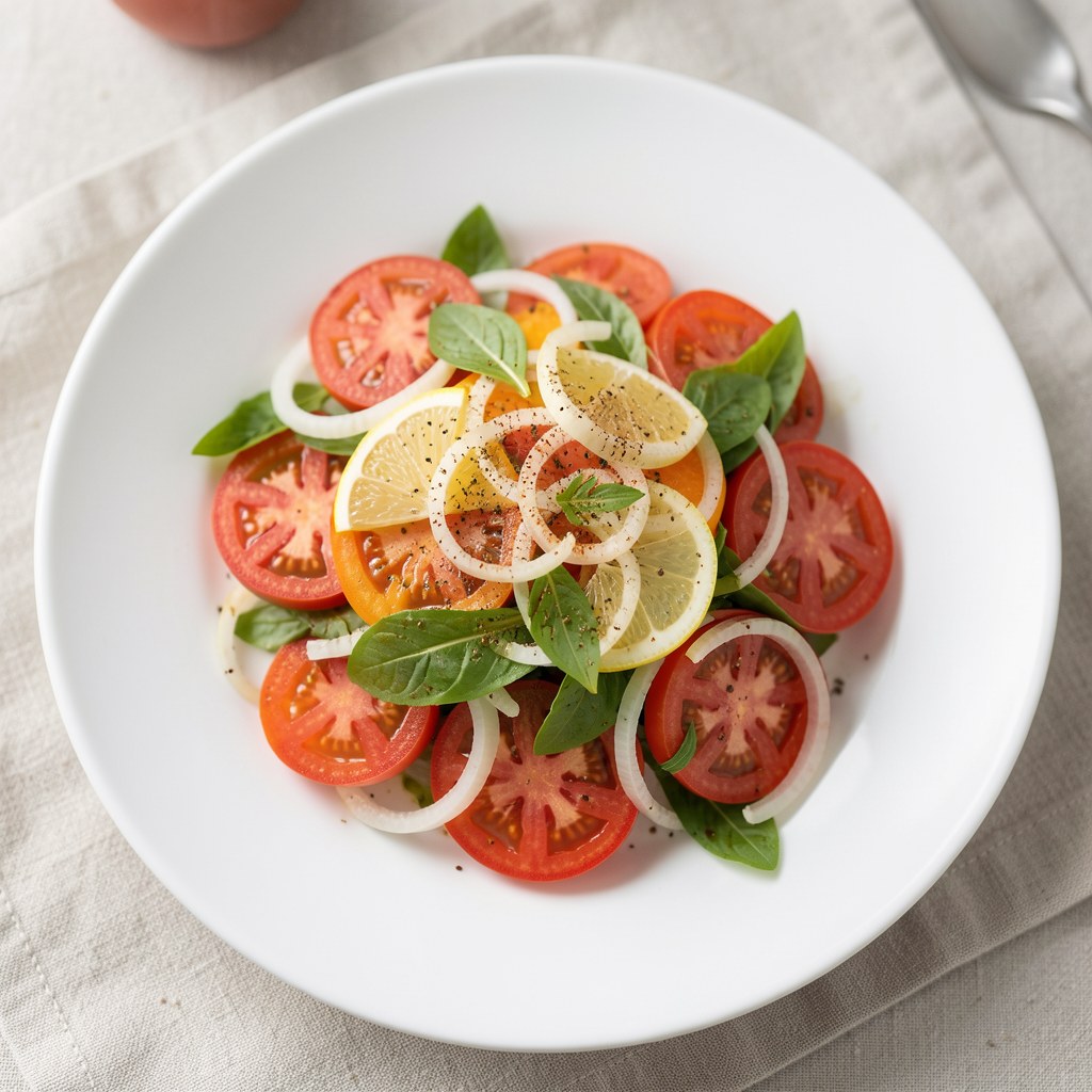 Sałatka z pomidorów z sokiem cytrynowym