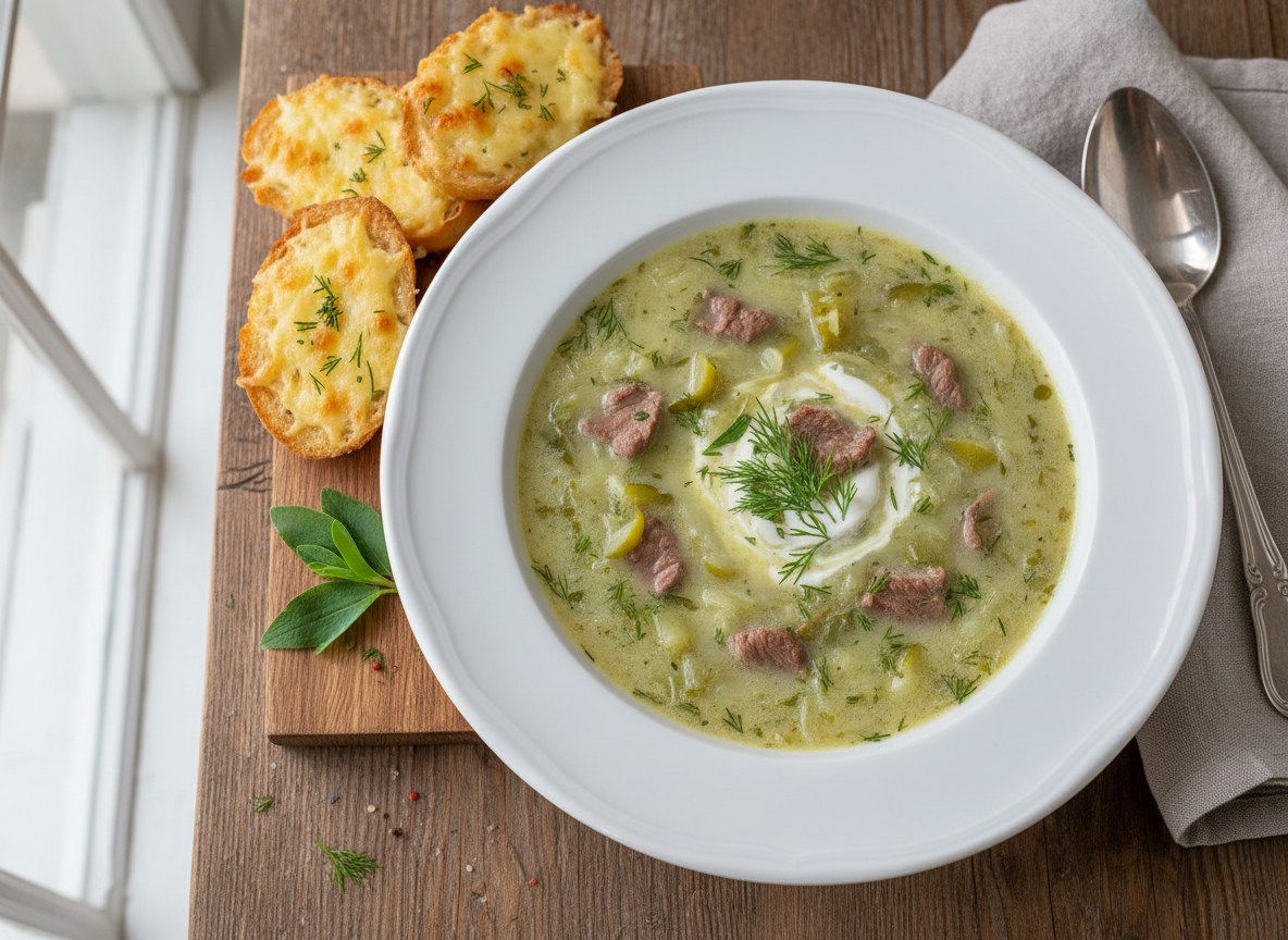 Zupa ogórkowa z cielęciną