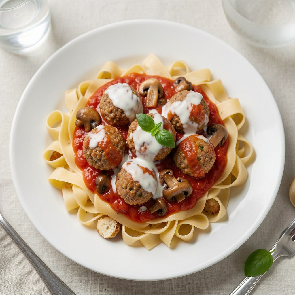 Kuleczki mięsno-pieczarkowe z sosem pomidorowym