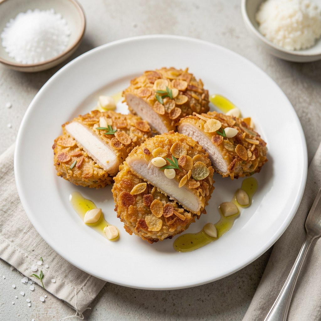 Kotlet z oscypkiem w płatkach