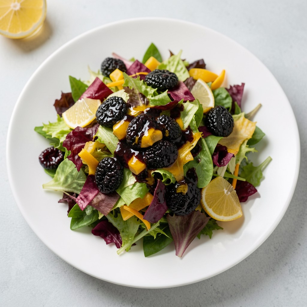 Sałaty mix z dresingiem z czarnej porzeczki