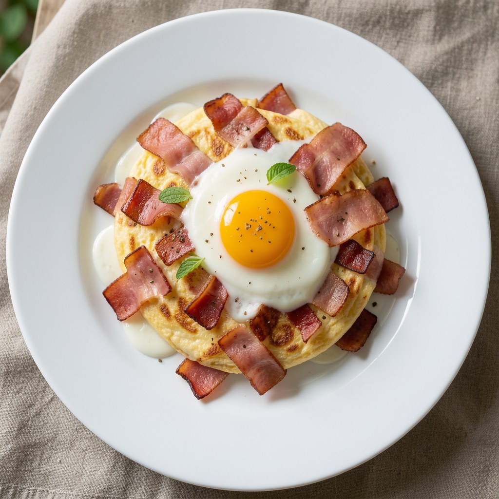 Jajecznica na bekonie z serem