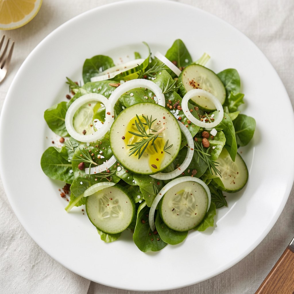 Sałata z ogórkiem i cebulą