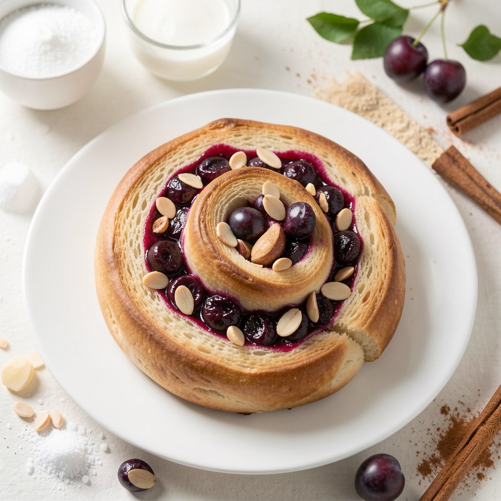 Warkocz drożdżowy z konfiturą wiśniowo-migdałową