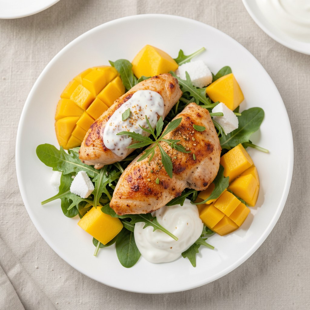 Skrzydełka z sałatką mango