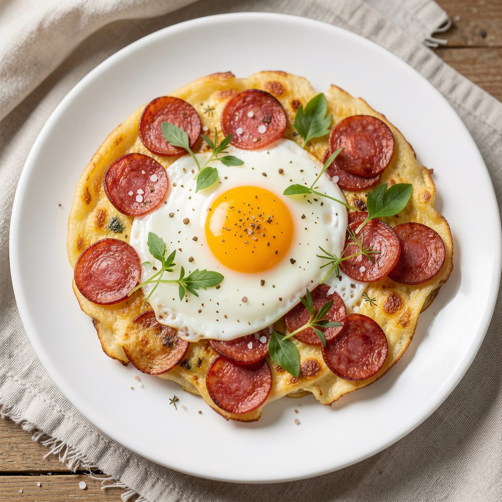 jajecznica z salami i szczypiorkiem