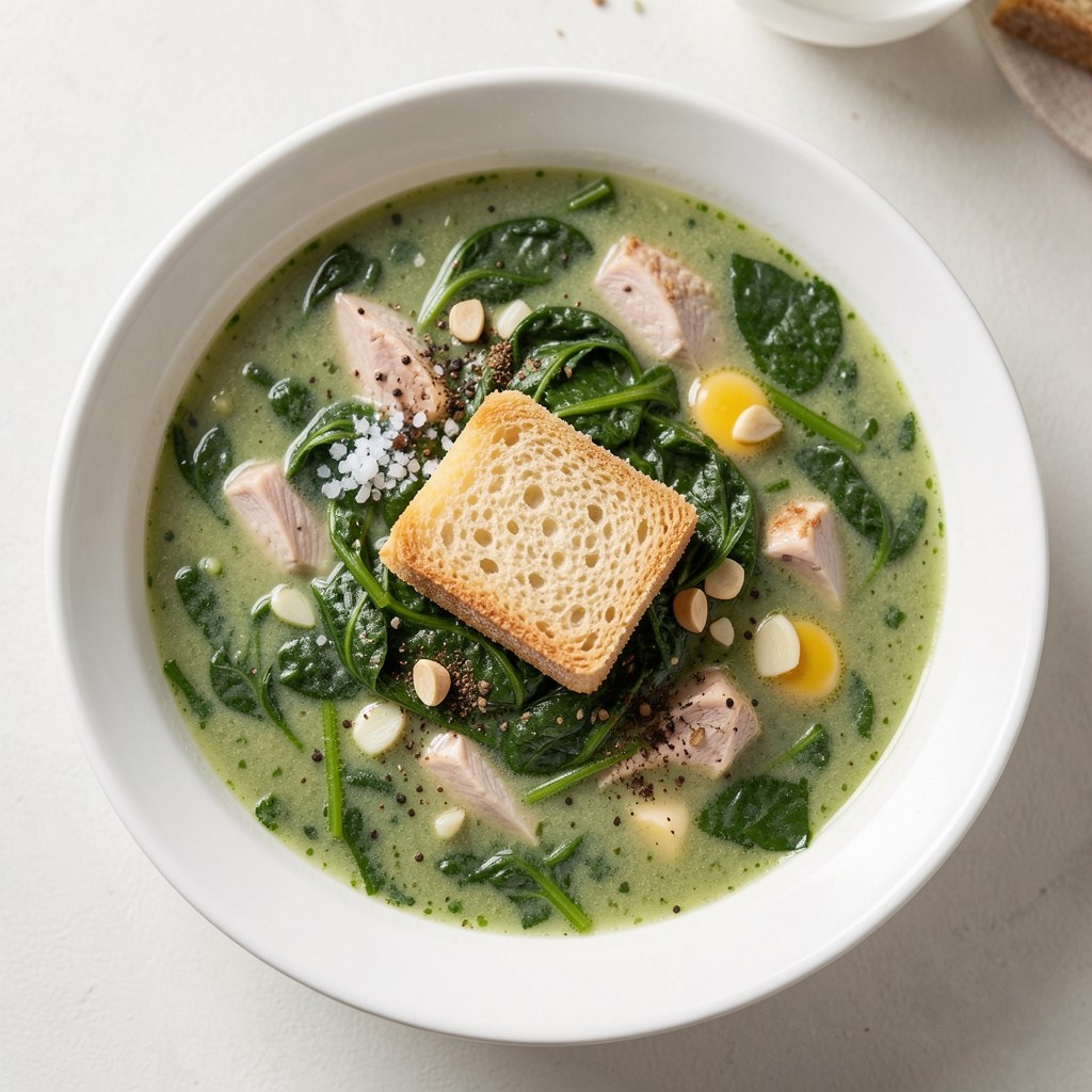 Zupa szpinakowa z lanym ciastem