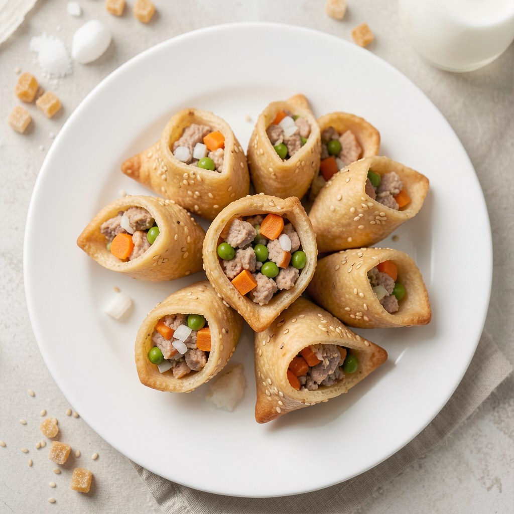 Pierożki-sakiewki z farszem mięsno-warzywnym