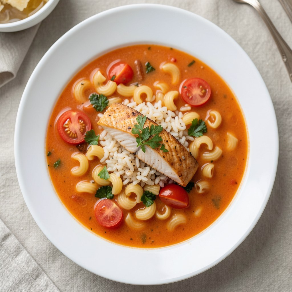 Zupa pomidorowa z łososiem