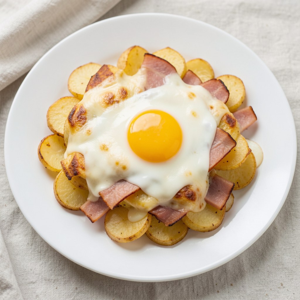 Zapiekanka ziemniaczana z szynką i jajkami